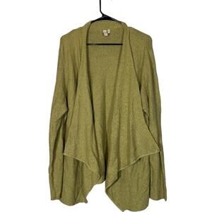 Sahalie Green Shawl Neck Waterfall Draped Opened Front Knit Cardigan Women Sz 2X